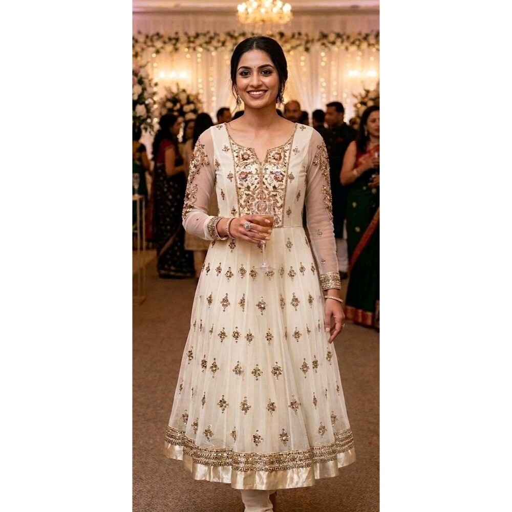 Women's PAKISTANI INDIAN WEDDING 2 Piece Set XS vory Gold